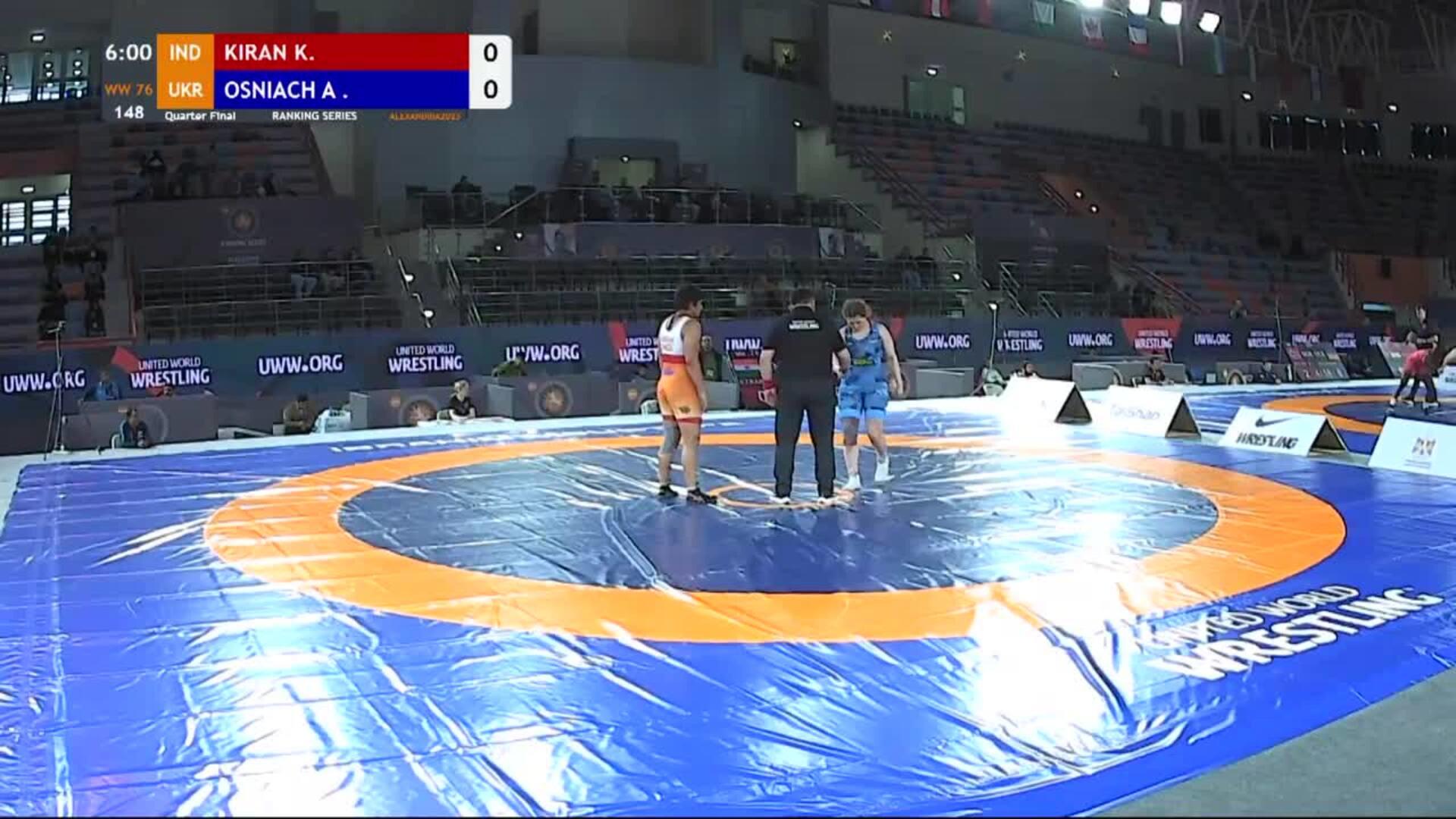 Quarter Final • WW 76Kg • Kiran KIRAN (IND) vs. Anastasiia OSNIACH (UKR)