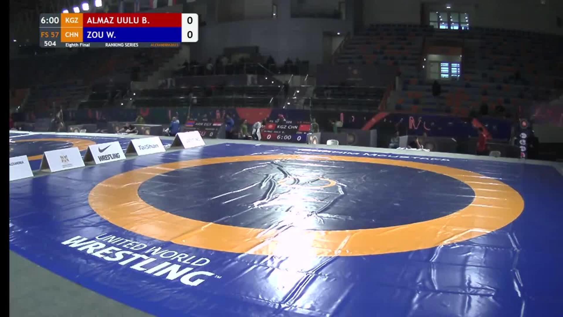 Eighth Final • FS 57Kg • Bekzat ALMAZ UULU (KGZ) vs. Wanhao ZOU (CHN)