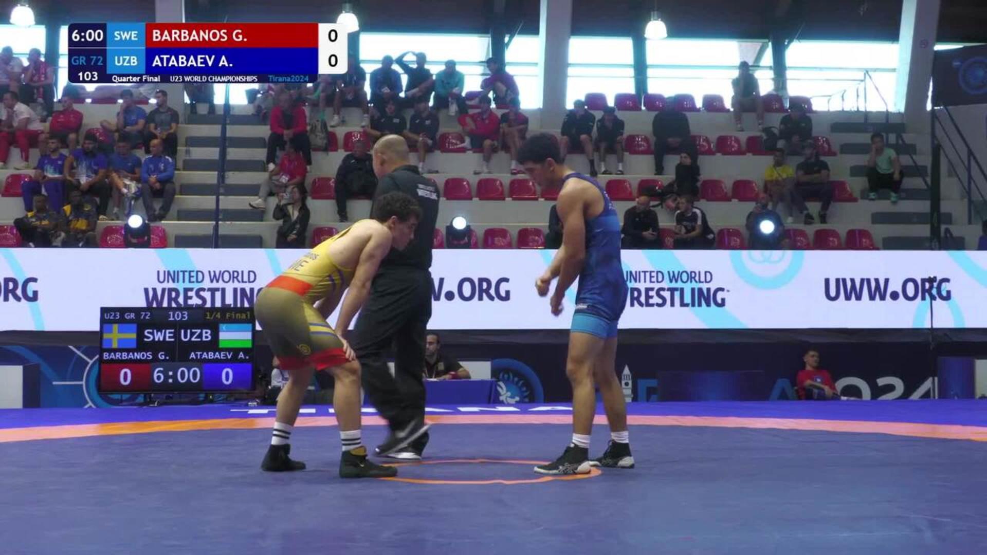 Michalis BARBANOS (SWE) vs. Abror ATABAEV (UZB) 2024 U23