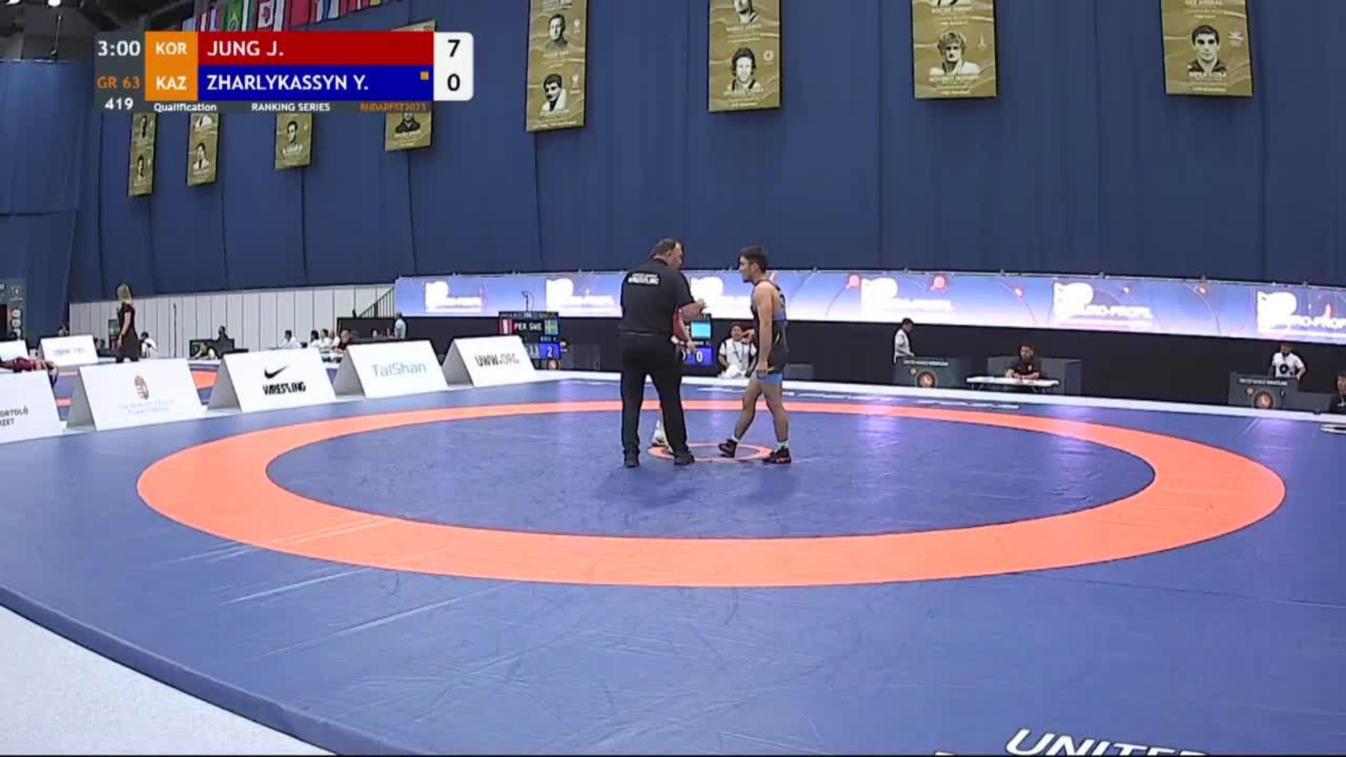 Qualification • GR 63Kg • Jinwoong JUNG (KOR) vs. Yerzhet ZHARLYKASSYN ...