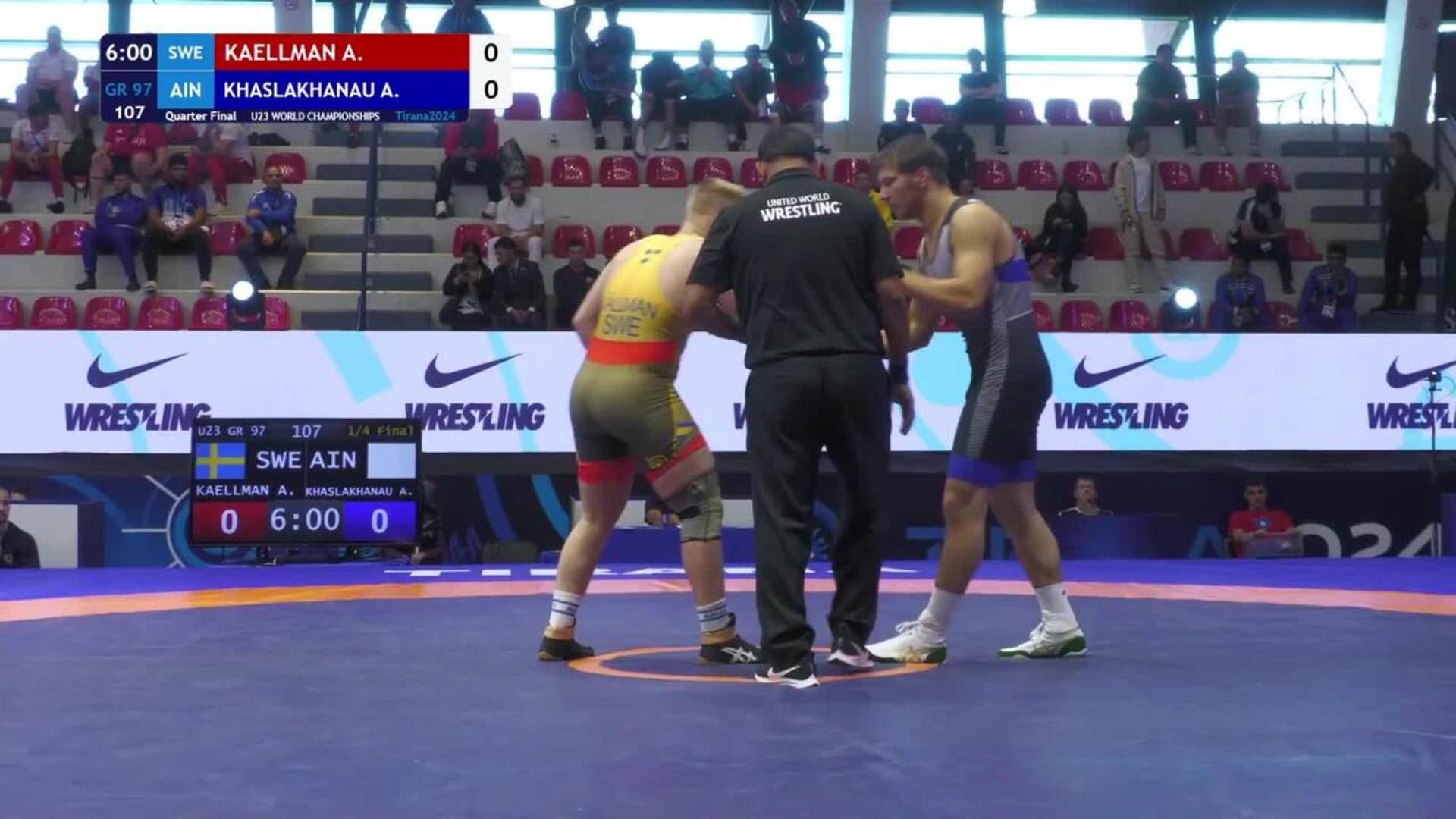 Algot Lennart Botvid KAELLMAN (SWE) vs. Abubakar KHASLAKHANAU (AIN
