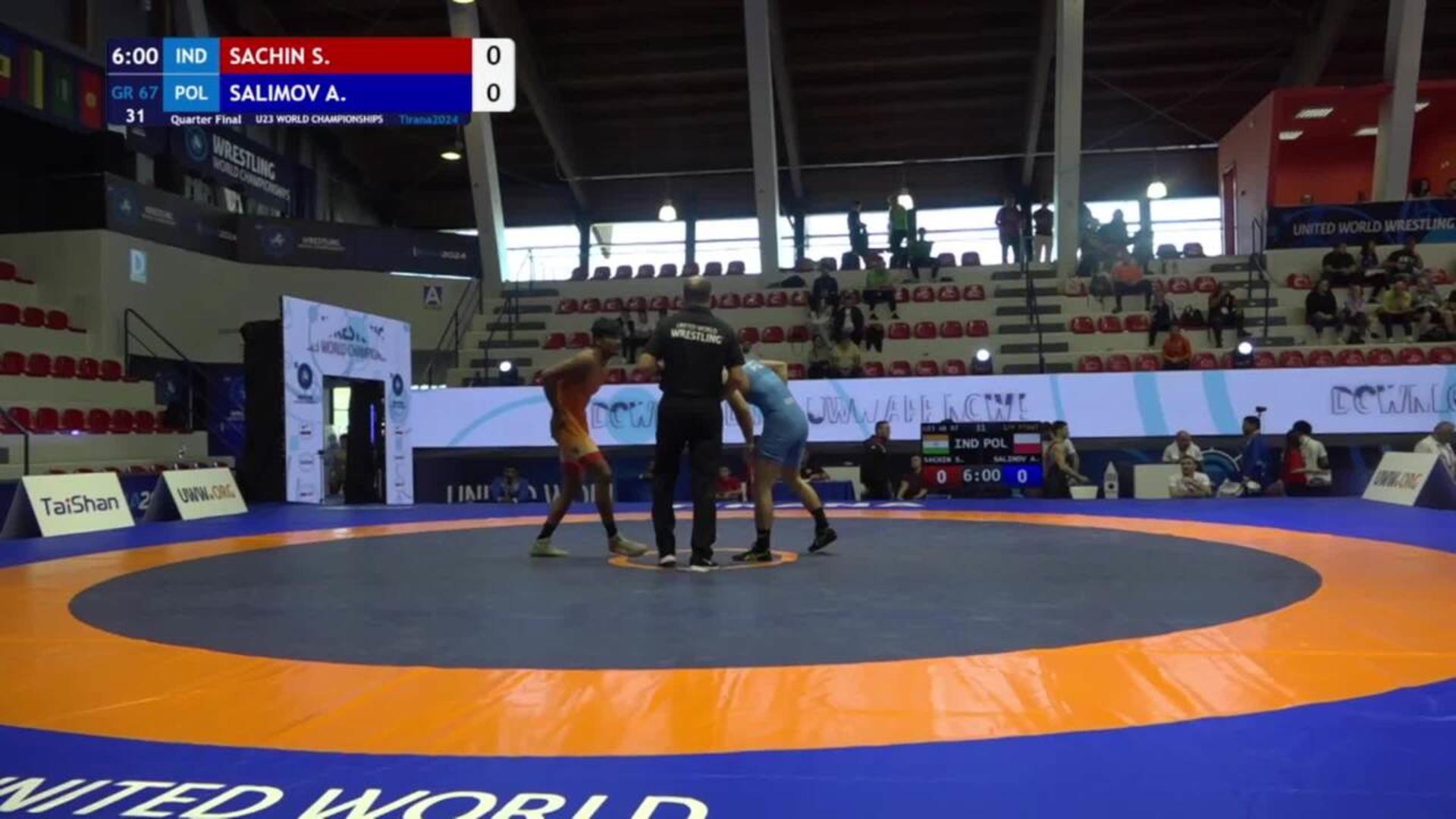 Sachin SACHIN (IND) vs. Arslanbek SALIMOV (POL) 2024 U23 World