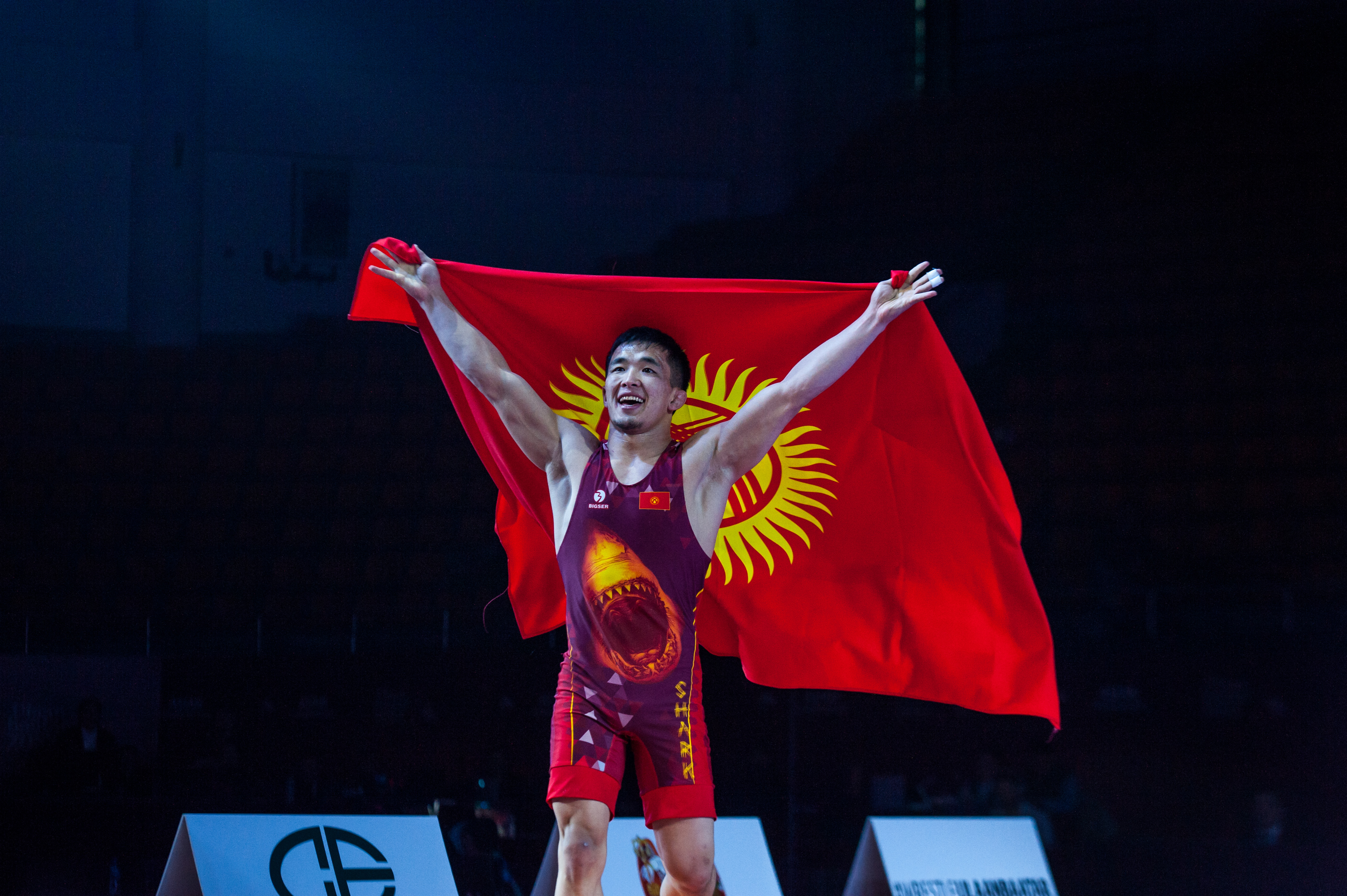 Zholoman SHARSHENBEKOVA (KGZ) won his first gold medal at the