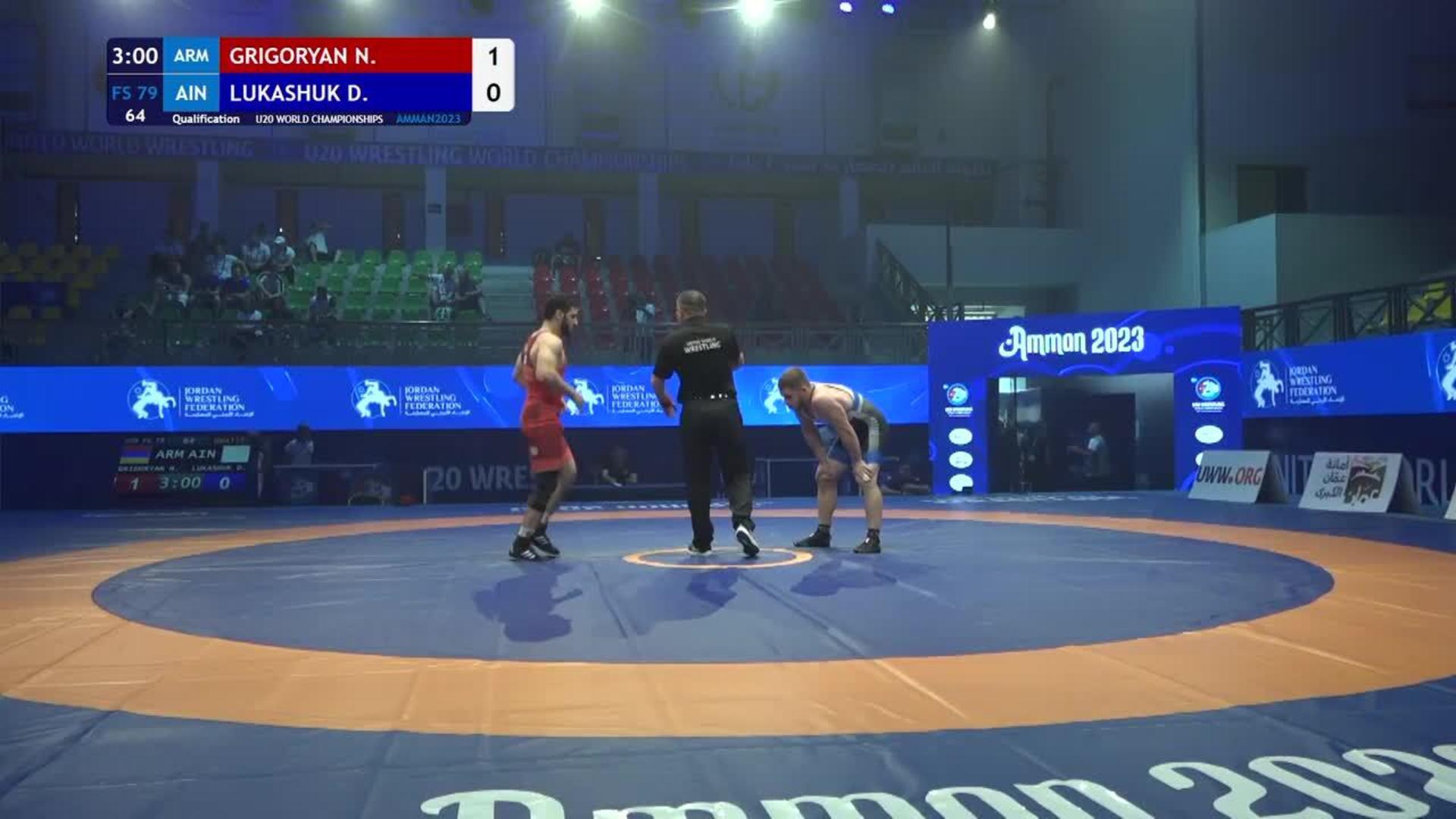 Qualification • FS 79Kg • Narek GRIGORYAN (ARM) vs. Dzmitry LUKASHUK (AIN)